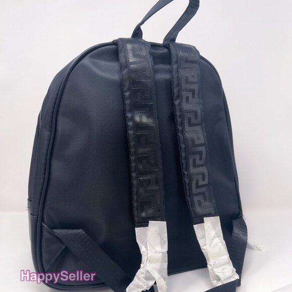 Versace Backpack Adjustable Straps Logo Medusa NEW Zippered Black Faux Leather main image 7